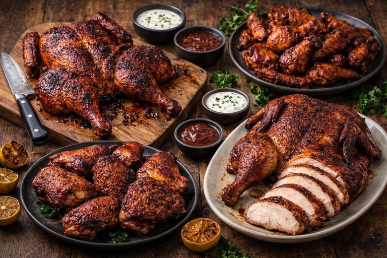 Picture of various smoked chicken